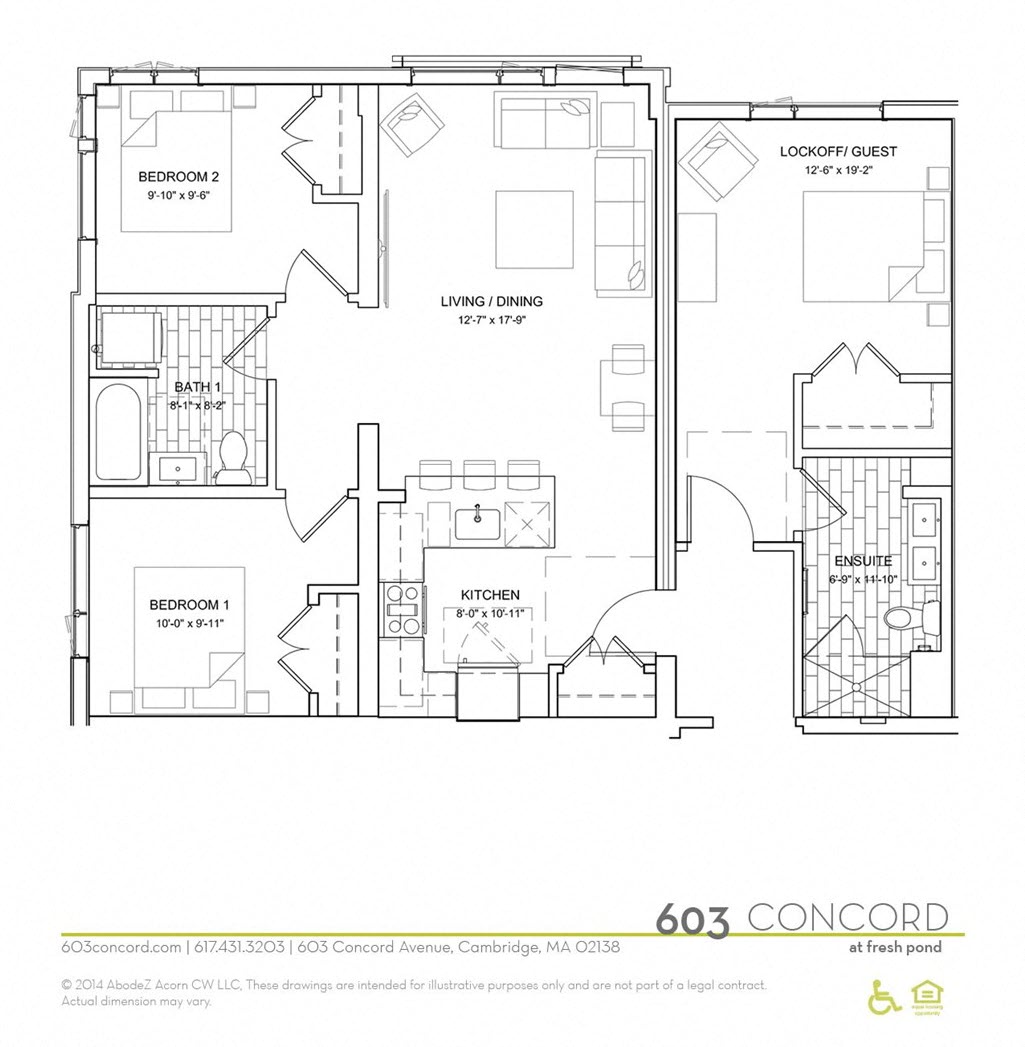 Floor plan for 3 beds, 2 baths, 1218 sqft